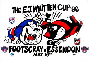 EJ Whitten Footscray Vs Essendon 1996 WEG poster.